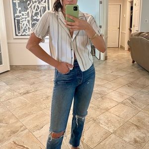 Mango Striped Button Up